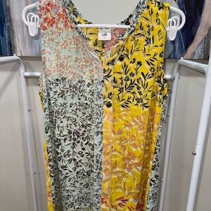 CAbi Yellow and Red Floral Dress